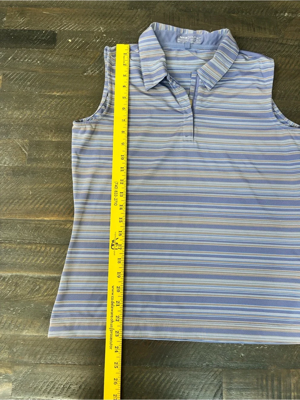 Nike Golf Blue Striped Sleeveless Polo Tank Top Shirt Size M (8-10) FIT DRY